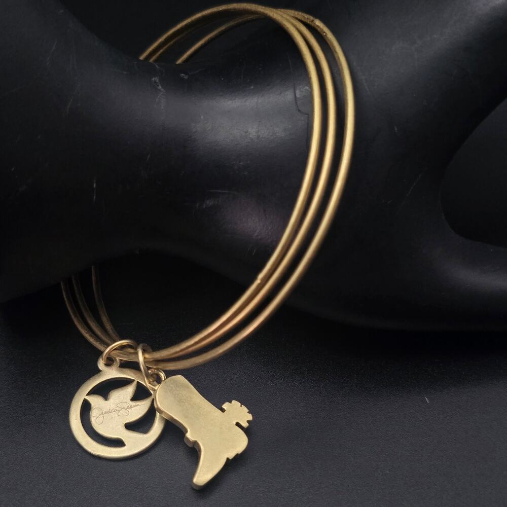 Jessica Simpson Cowboy Boot Bangle Bracelet Gold Tone Dainty